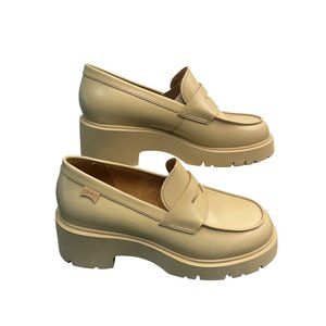 Camper Beige Platform Loafers